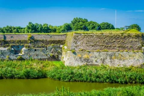 River landscape with wall Stock Photos