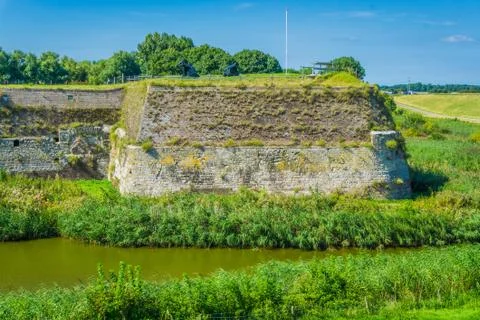 River landscape with wall Stock Photos