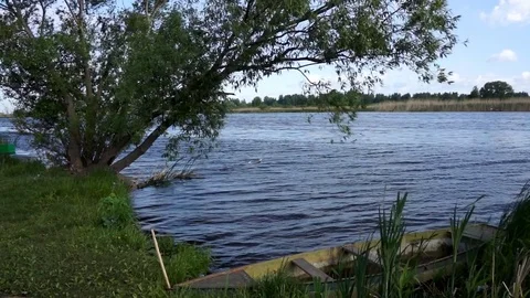 River landscape with waves Stock Footage 76344490