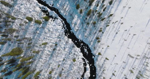 River in Lapland seen from above Stock Footage 220037012