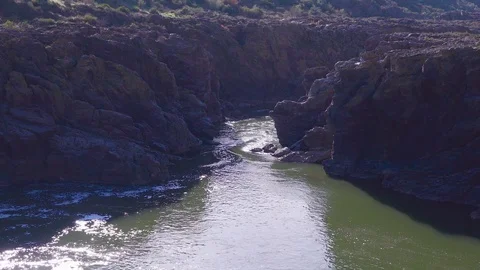 River in the Lava Fields Stock Footage 84576049