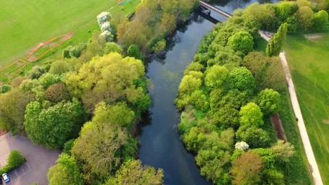 River Lea Winding Through Hackney Marshes in East London Aerial View 動画素材 330503473