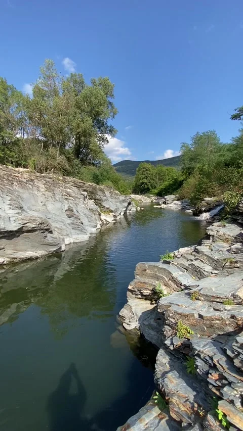 River in Les Cévennes Stock Footage 345360154