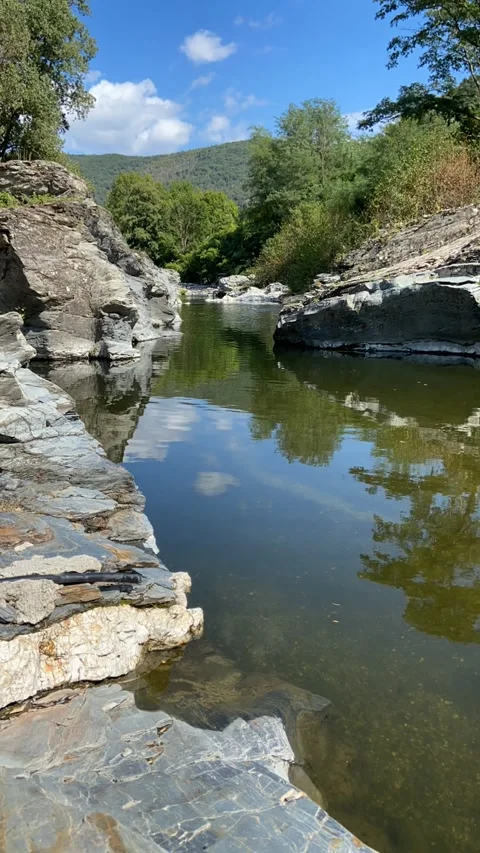 River in Les Cévennes Stock Footage 345361109