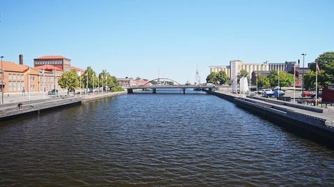 The river Lidan in Lidkoping Stock Footage 97107715