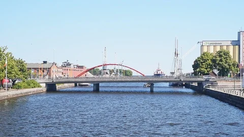 The river Lidan in Lidkoping Stock Footage 97107743