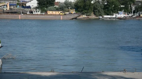River life, barge on a river Stock Footage 39829237