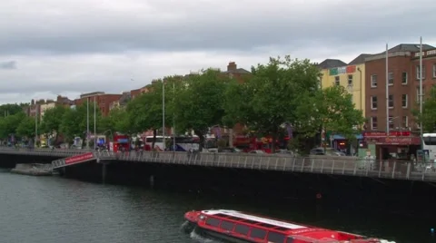 River Liffey Cruiser Stock Footage 42476829