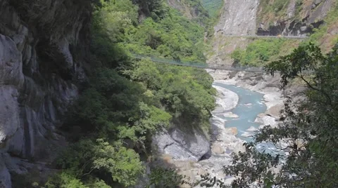 River of liwu river and walking bridge Stock Footage 40461806