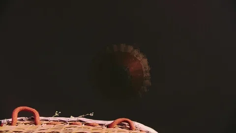 River Located Under Flying Aerostat with reflection of Air ballon is visible Video stock 111891208