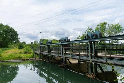 River lock and bridge Stock Photos