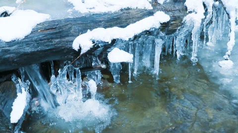 River Log Icicles Video stock 39763160