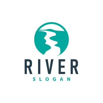 River logo, creeks, simple silhouette inspiration design river flow illustr.. Stock Illustration