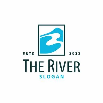 River logo, creeks, simple silhouette inspiration design river flow illustr.. Stock Illustration