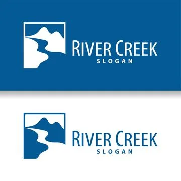 River logo, creeks, simple silhouette inspiration design river flow illustr.. Stock Illustration