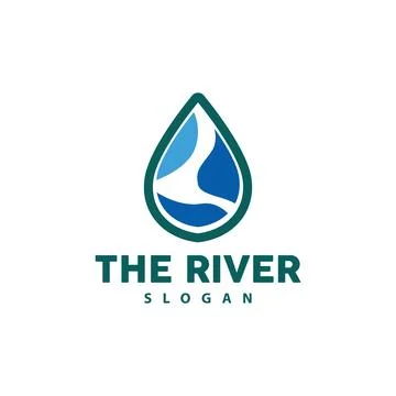 River Logo Design, River Creek Vector, Riverside Illustration With A Combin.. Stock Illustration