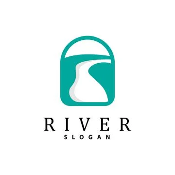 River Logo Design, River Creek Vector, Riverside Illustration With A Combin.. Illustrazione stock