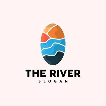 River Logo Design, River Creek Vector, Riverside Illustration With A Combin.. Stock Illustration