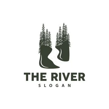 River Logo Design, River Creek Vector, Riverside Illustration With A Combin.. Stock Illustration