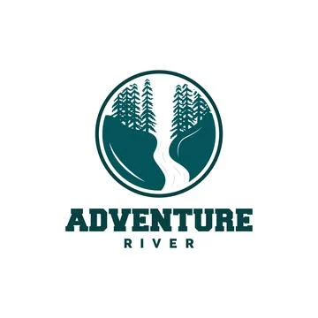 River Logo Design, River Creek Vector, Riverside Illustration With A Combin.. Stock Illustration