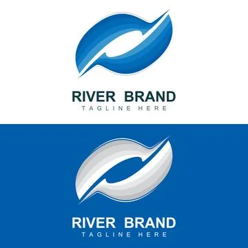 River Logo Design, River Creek Vector, Riverside Illustration With A Combin.. Stock Illustration