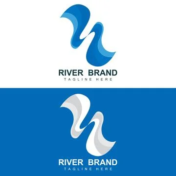 River Logo Design, River Creek Vector, Riverside Illustration With A Combin.. Stock-Illustration