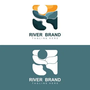 River Logo Design, River Creek Vector, Riverside Illustration With A Combin.. 스톡 일러스트