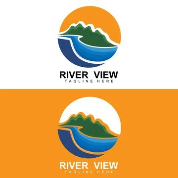 River Logo Design, River Creek Vector, Riverside Illustration With A Combin.. Stock-Illustration