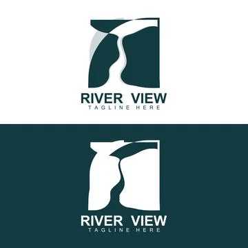 River Logo Design, River Creek Vector, Riverside Illustration With A Combin.. Illustrazione stock