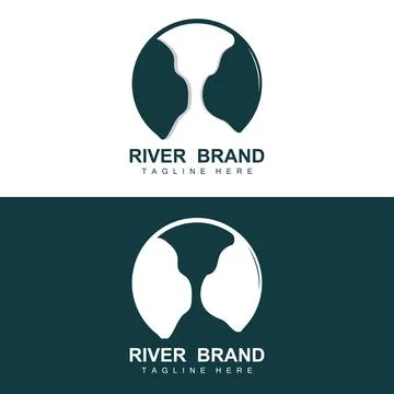 River Logo Design, River Creek Vector, Riverside Illustration With A Combin.. 스톡 일러스트