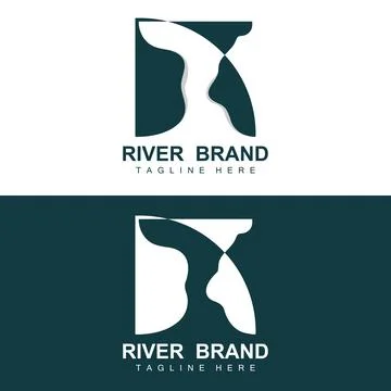 River Logo Design, River Creek Vector, Riverside Illustration With A Combin.. 스톡 일러스트