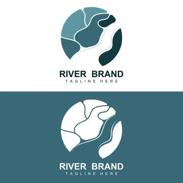 River Logo Design, River Creek Vector, Riverside Illustration With A Combin.. 스톡 일러스트