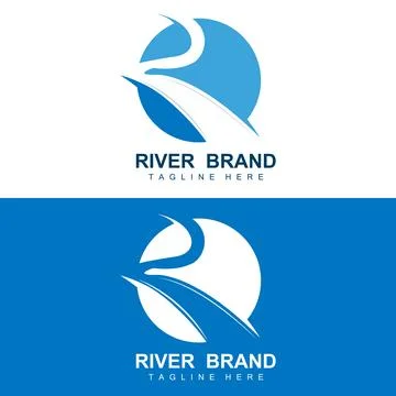 River Logo Design, River Creek Vector, Riverside Illustration With A Combin.. Stock Illustration