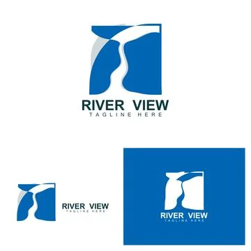 River Logo Design, River Creek Vector, Riverside Illustration With A Combin.. Stock-Illustration
