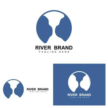 River Logo Design, River Creek Vector, Riverside Illustration With A Combin.. Stock-Illustration