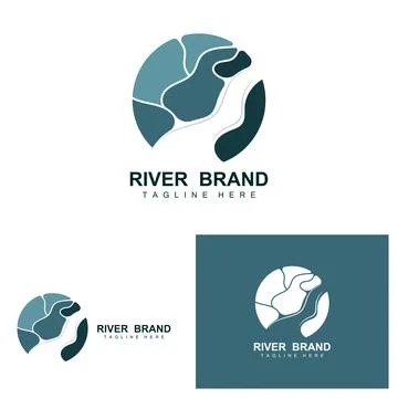 River Logo Design, River Creek Vector, Riverside Illustration With A Combin.. Stock Illustration