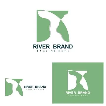 River Logo Design, River Creek Vector, Riverside Illustration With A Combin.. Stock Illustration