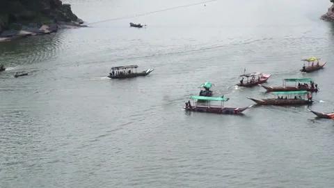 River with many boats 스톡 동영상 154410970