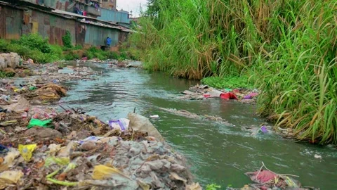 A river in an Mathare Slums located in Kenya, Africa, showing the Video stock 139324996