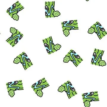 River on meadow vector seamless pattern Stock Illustration