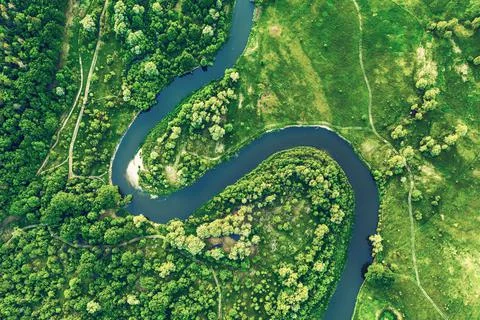 River in the meadows 写真素材