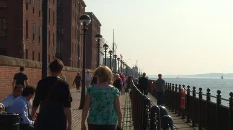 River Mersey Walkway Stock Footage 8953603