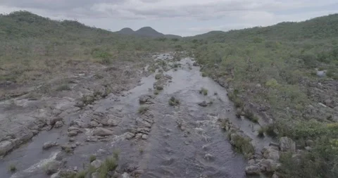 River in the middle of the atlantic forest drone out Stock Footage 139950867