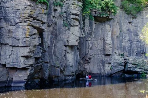 A river in the middle of a beautiful canyon Stock Photos