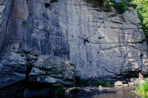 A river in the middle of a beautiful canyon Stock Photos