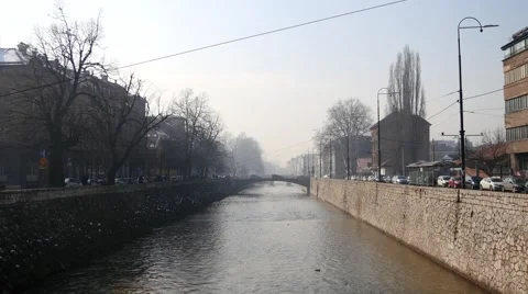 River Miljacka Sarajevo Stock Footage 46939024