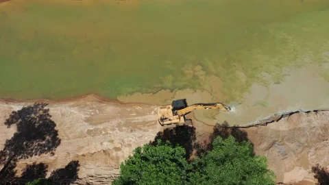 River mining Video stock 132080884