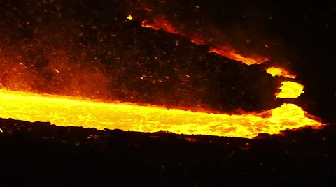 The river of molten metal Stock Footage 54684547