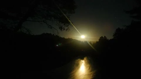 River Moonrise Stockbeeldmateriaal 7901537