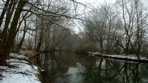 River Morava winter time Stock Footage 87499772